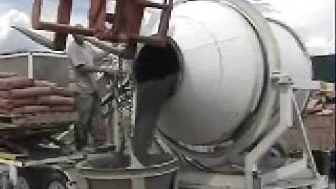 Discharging mixed concrete with Mixright.com 2DH-CL Portable Batch Plant