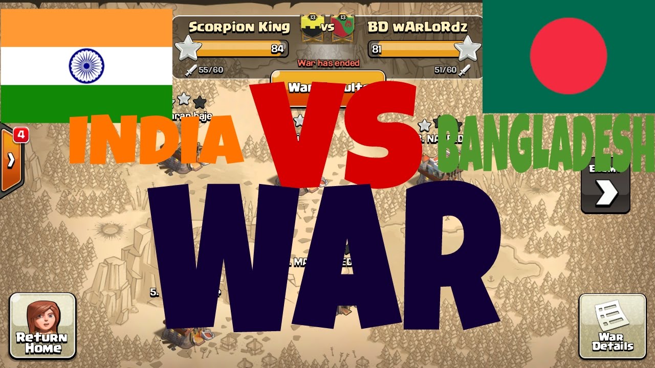 India Vs Bangladesh Clan War In Clash Of Clans War 30 Vs 30 Player Who Will Win Youtube