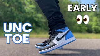“FIRST LOOK: JORDAN 1 UNC TOE REVIEW AND ON FOOT” 🔥