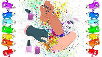 How to Draw And Color Easy a Cute PEDICURE MANICURE With Nail Design🦶🌈Drawing for Kids And Toddlers