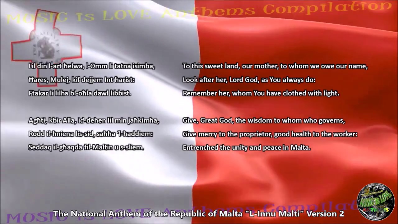 Malta National Anthem with music, vocal (version 2) and lyrics Maltese