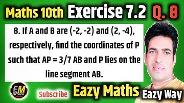 Ex 7.2 Q8 Class 10 | Class 10 Ex 7.2 q8 | Class 10th Maths Ch 7 |  Coordinary Geometry | ex 7.2 q8