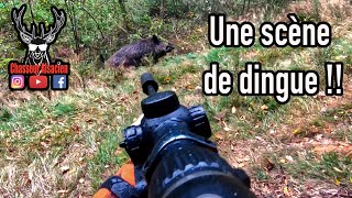 TIR D&#39;UN GROS KEILER À 2 MÈTRES !! Chasse aux sangliers en battue en Alsace