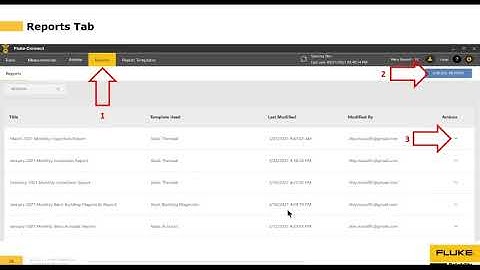 FLUKE CONNECT DESKTOP -  REPORT TAB