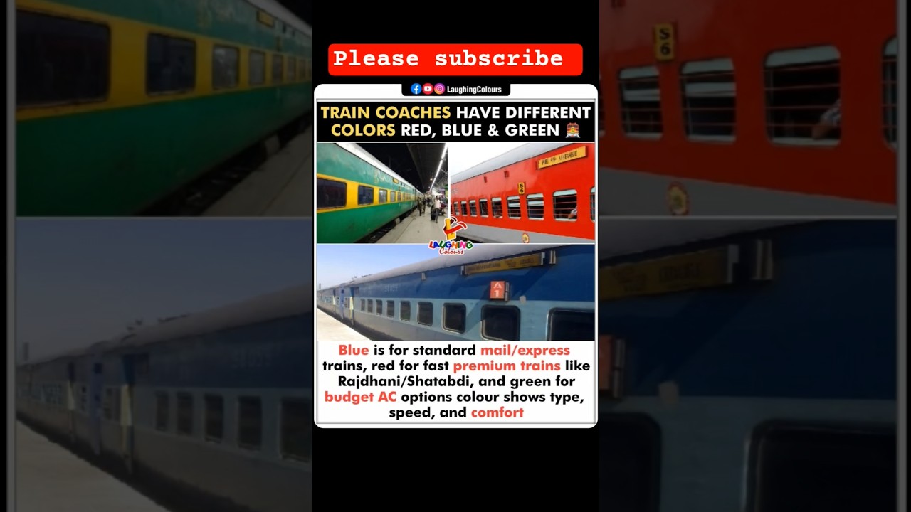 🚆🔴🔵🟢 Train coaches aren’t random! Colors reveal speed, comfort & class—did you know? 😲🇮🇳 