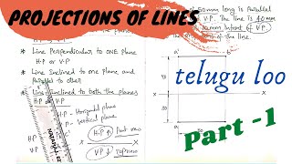 Projections of Lines | PART - 1 | Line Parallel to Both the Planes Example | Mech | Civil | telugu