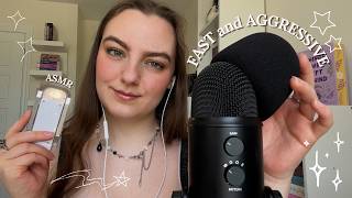 ASMR FAST Mic Attention (Chaotic, Scratching, Light Triggers, Tapping, Whispered Rambles)