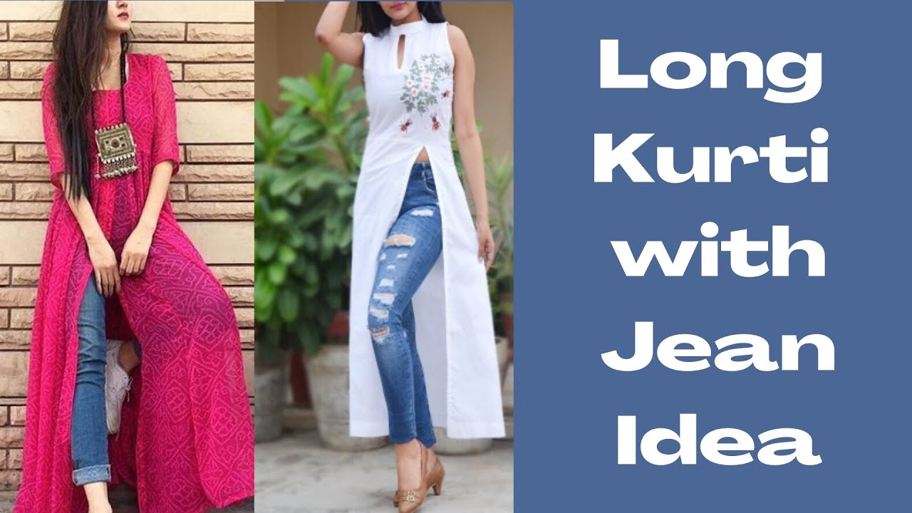 Outfit Jeans - Blue Fashion - classic blue jeans - Blue Denim - Women Jeans  | Kurti designs party wear, Stylish dresses for girls, Long kurti designs