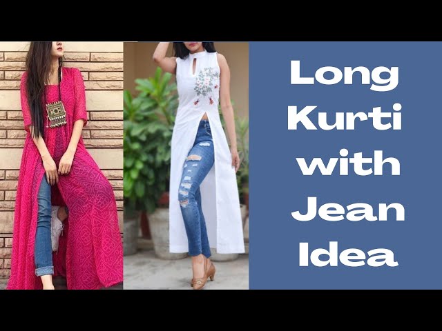 Women Beautiful Blue Denim A-Line Casual Kurtis.