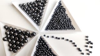 Set of Genuine Czech Glass Round Black Beads 3mm, 4mm, 6mm, 8mm, Black