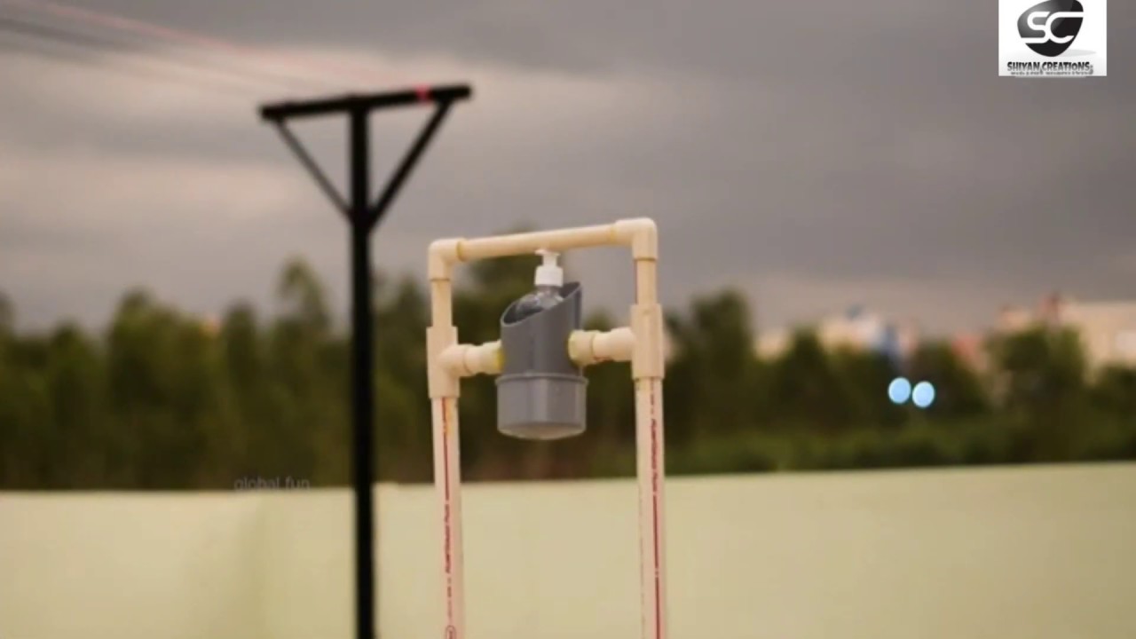 How to make automatic hand sanitizer stand using PVC pipes YouTube