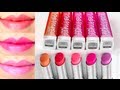 Maybelline color whisper lipstick swatches on lips 5 colors