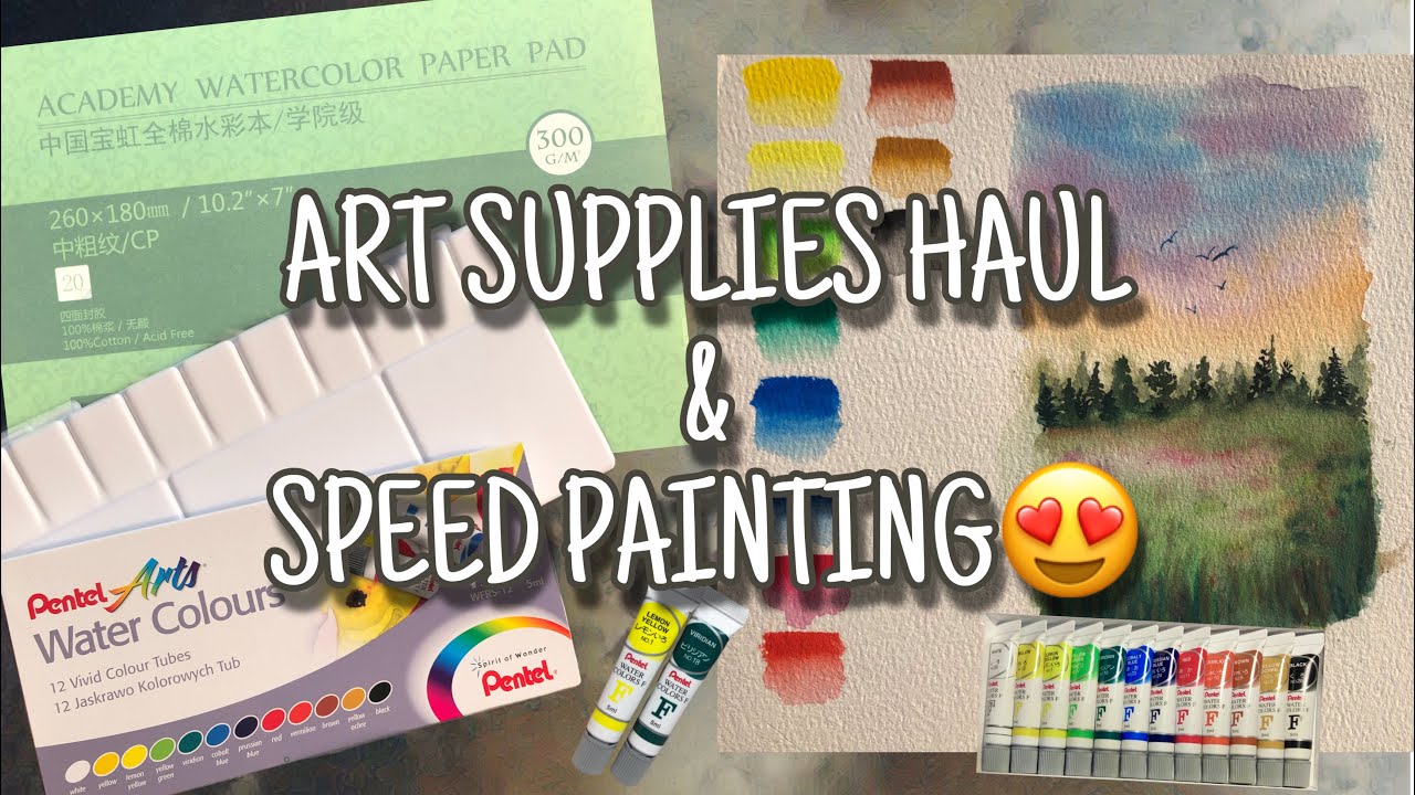 Art Supplies Haul, Pentel Watercolor Review And Speed Painting (Bahasa Indonesia) - Youtube