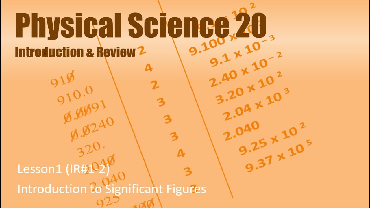 Physical Science 20 Lesson 1 IR1&2 Introduction to Significant Figures