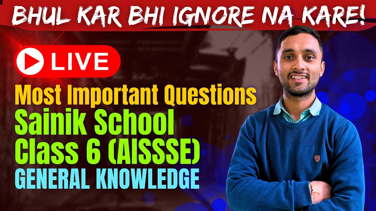 Most Important Question for Sainik School Class 6 GK Part 2 2024