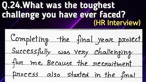 What Was The Toughest Challenge | HR Interview | SRV Studyroom