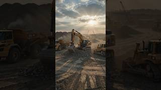 Side Dump Truck Unloads Massive Rock Avalanche
