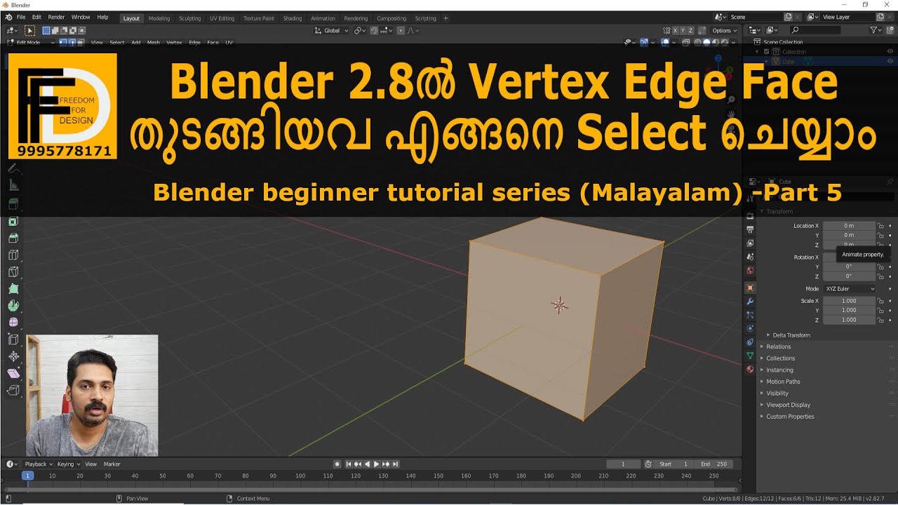 How to select Vertex, edge and face using edit mode | Blender Beginner ...