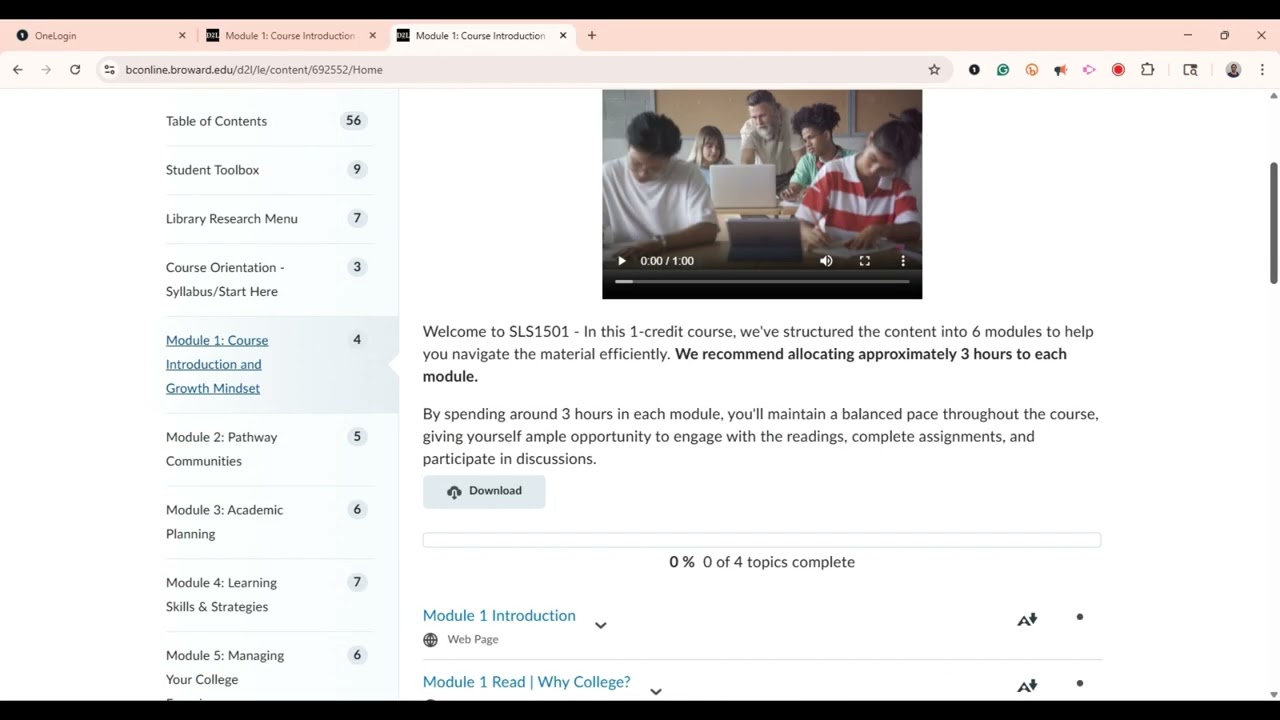 SLS1501 Week 1 Assignments Broward College