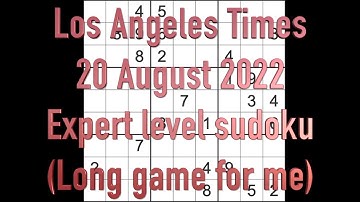 Sudoku solution – Los Angeles Times sudoku 20 August 2022 Expert level