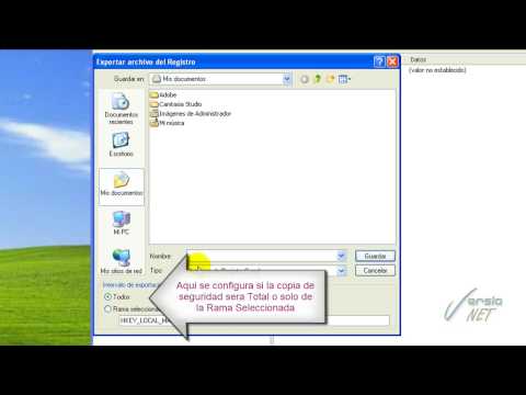 Como hacer Backup del Registro de Windows - www.versionet.com