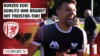 Kurzes Eck Schlitz-Ohr Brandt Mit Freistoß-Tor Greifswald - Bfc Preussen Regionalliga Nordost