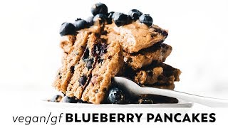 Fluffy Vegan Blueberry Pancakes // gluten-free, healthy, no-banana