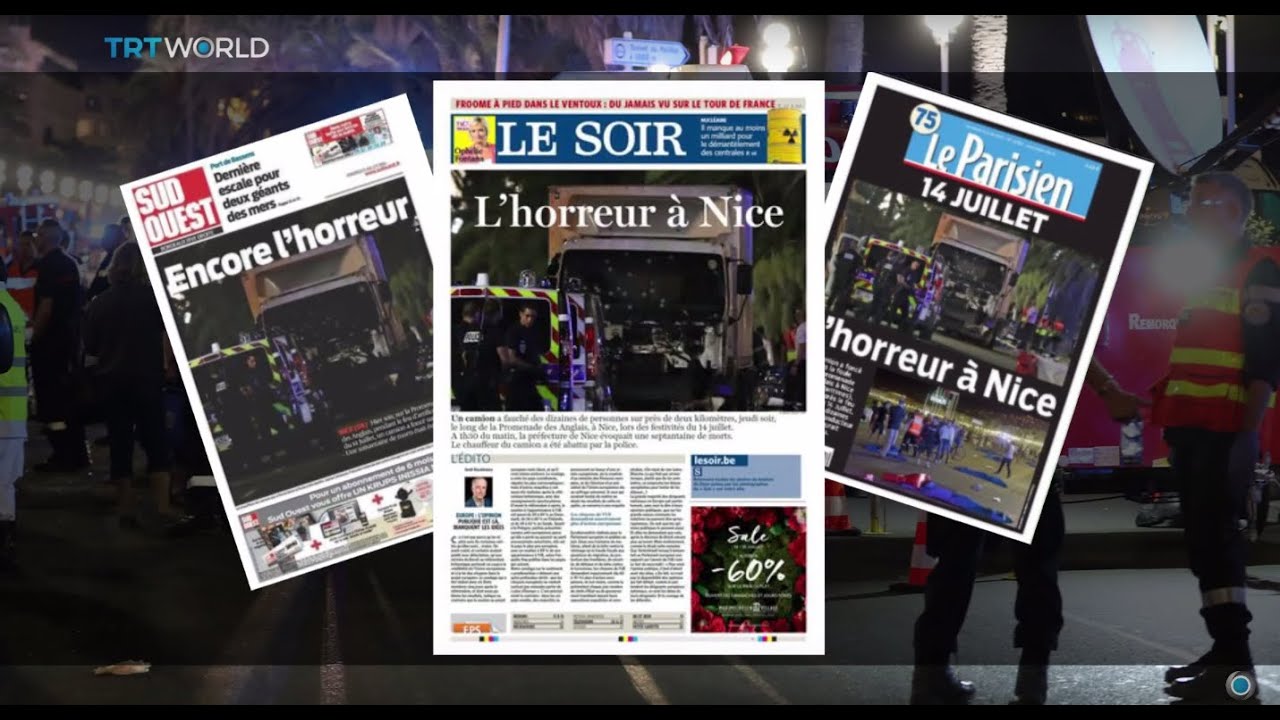 Reaction of French newspapers to the attack in France that killed at