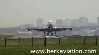 [Hd] Amsterdam Schiphol - 2X 747-400 Takeoff Runway 24. [B-18251 / B-Hud]