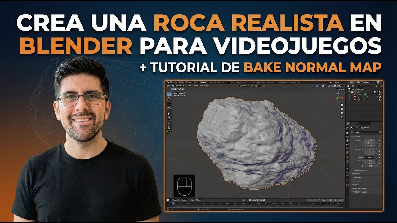 Normal Map De Roca Cómo Crear una Roca en Blender para Videojuegos + Bake de Normal Map ...