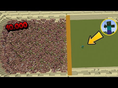 10.000 Villager VS 1 Titan Zombie VS 1 Titan Golem - Minecraft arena (mob giant vs boss final)