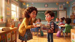 Student and teacher in classroom | cartoon for kids