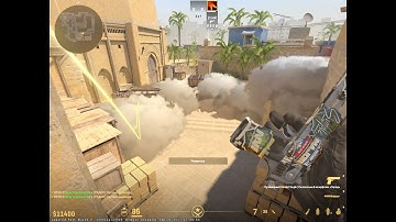 Mirage "CS2" 5 smoke grenades on A from the t-base at the trash can