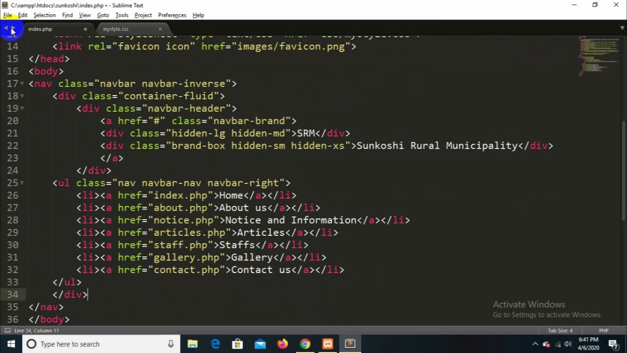 creating menu in bootstrap - YouTube