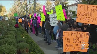 Vendors for threatened North Hollywood swap meet hold protest outside landlord's home