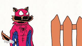 Werewolf Spider-Man near a fence
