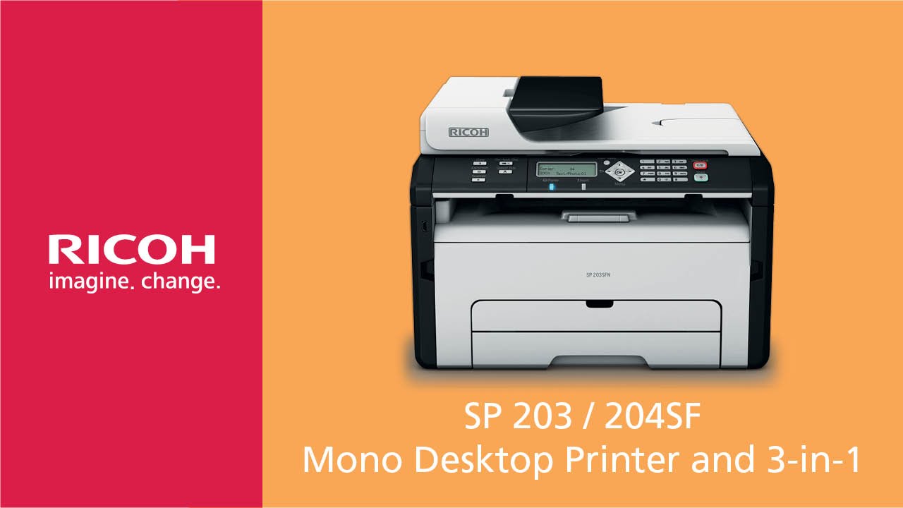 Ricoh SP 203 / 204SF - Mono Colour Printer and 3-in-1 MFP - YouTube