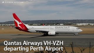 Qantas Airways Vh-Vzh Departing Perth Airport.