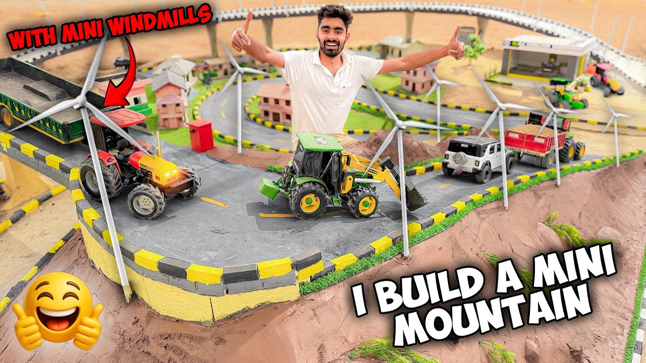 DIY Mini Windmill on mountain in Smart Mini City using Rc tractor and Cars 🔥🔥