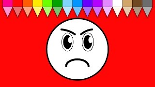 Learn Colors for Kids and Color Mad Smiley Face Coloring Pages