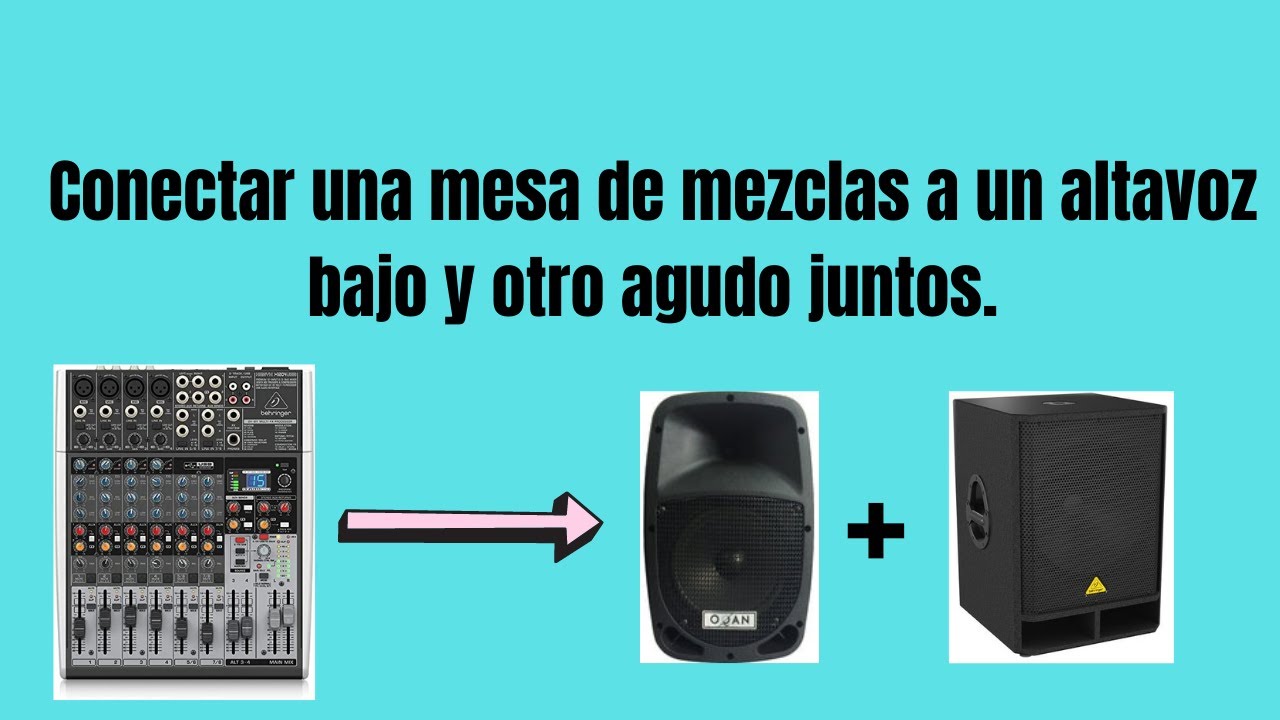 Como conectar un altavoz bajo y otro agudo juntos, a una mesa de mezclas.