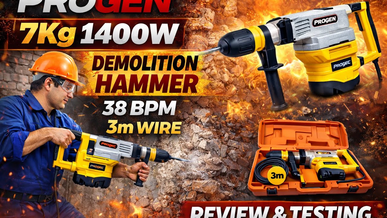 PROGEN 7Kg 1400W Demolition Hammer 3800 BPM | 3m Wire 9516 HG Power Tool Review & Test