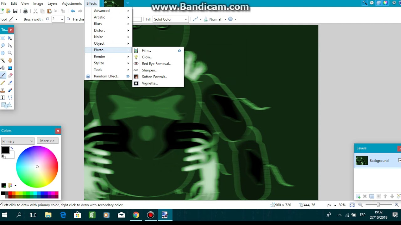 How to make a image have a night vision effect in YouTube