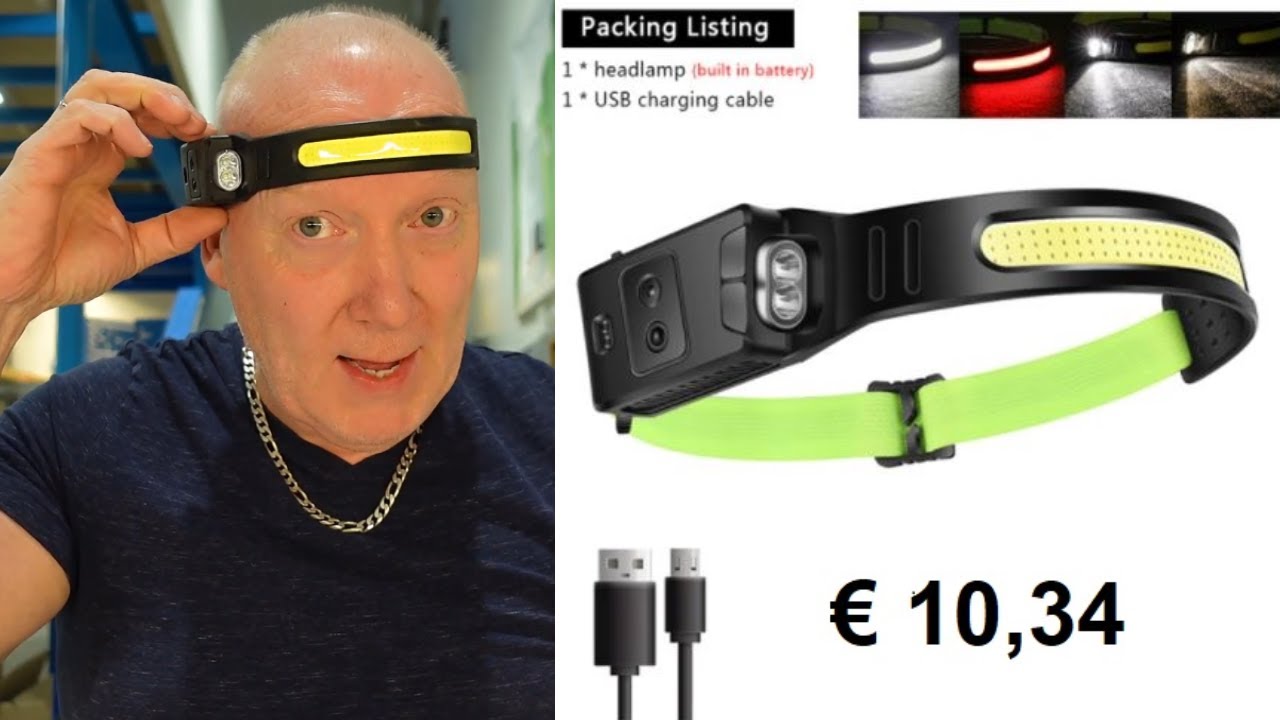 COB LED Headlamp USB Rechargeable Headlght Torch Work Lght Bar Head Band Lamp