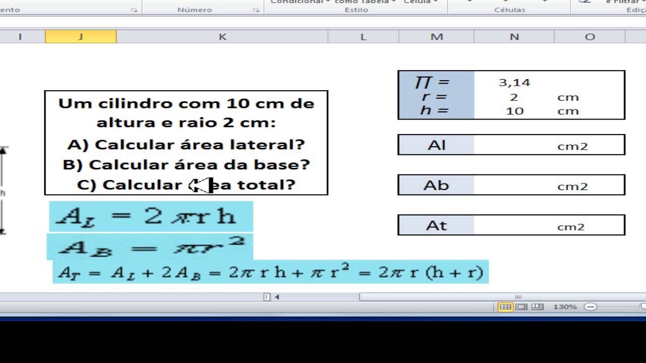 Calculo Da rea Lateral rea Da Base E rea Total De Um Cilindro wmv 
