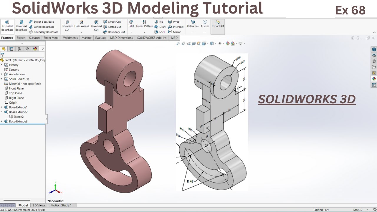 SolidWorks Advanced 3D Modeling Tutorial | Example 68 | Step-by-Step ...