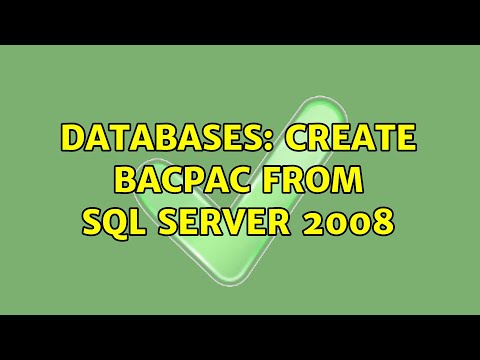 Databases: Create bacpac from SQL Server 2008 (2 Solutions!!)