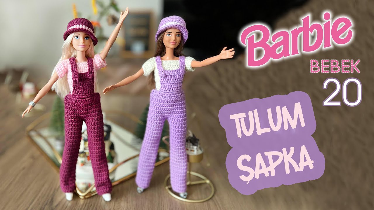Barbie Bebek Kıyafet 20 - Bahçıvan Tulum Pantolon Şapka Bluz