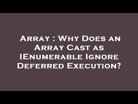 Array : Why