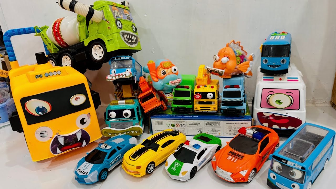 Bermain BUS HANTU, tayo little bus, mobil truk, excavator